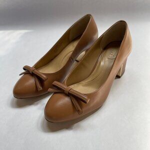 Talbots | Size 6 | Isa Bow Nappa Pumps | Havana Tan | Leather | Block Heel